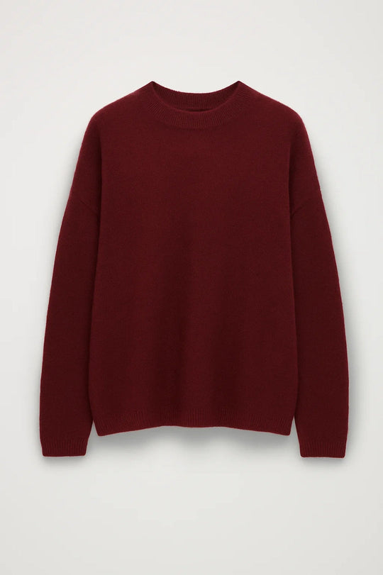Dames Trui | Ronde Hals | Comfortabele Gebreide Pasvorm | Bordeaux Rood 3