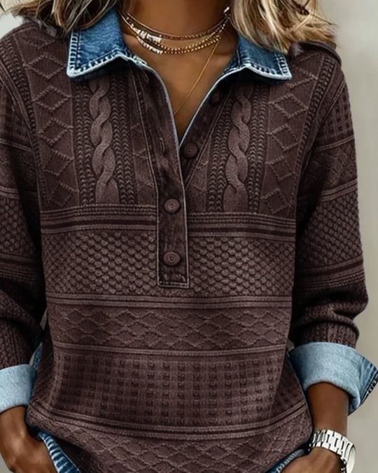 Trui met polokraag dames | Half knoopsluiting & stijlvol structuurdesign