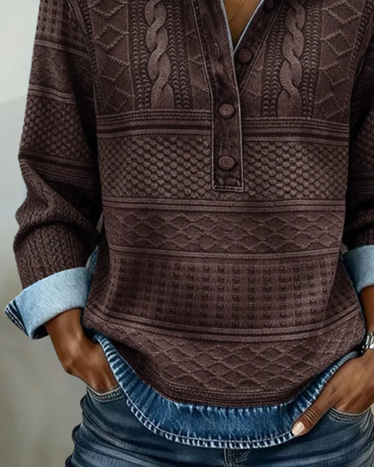 Trui met polokraag dames | Half knoopsluiting & stijlvol structuurdesign