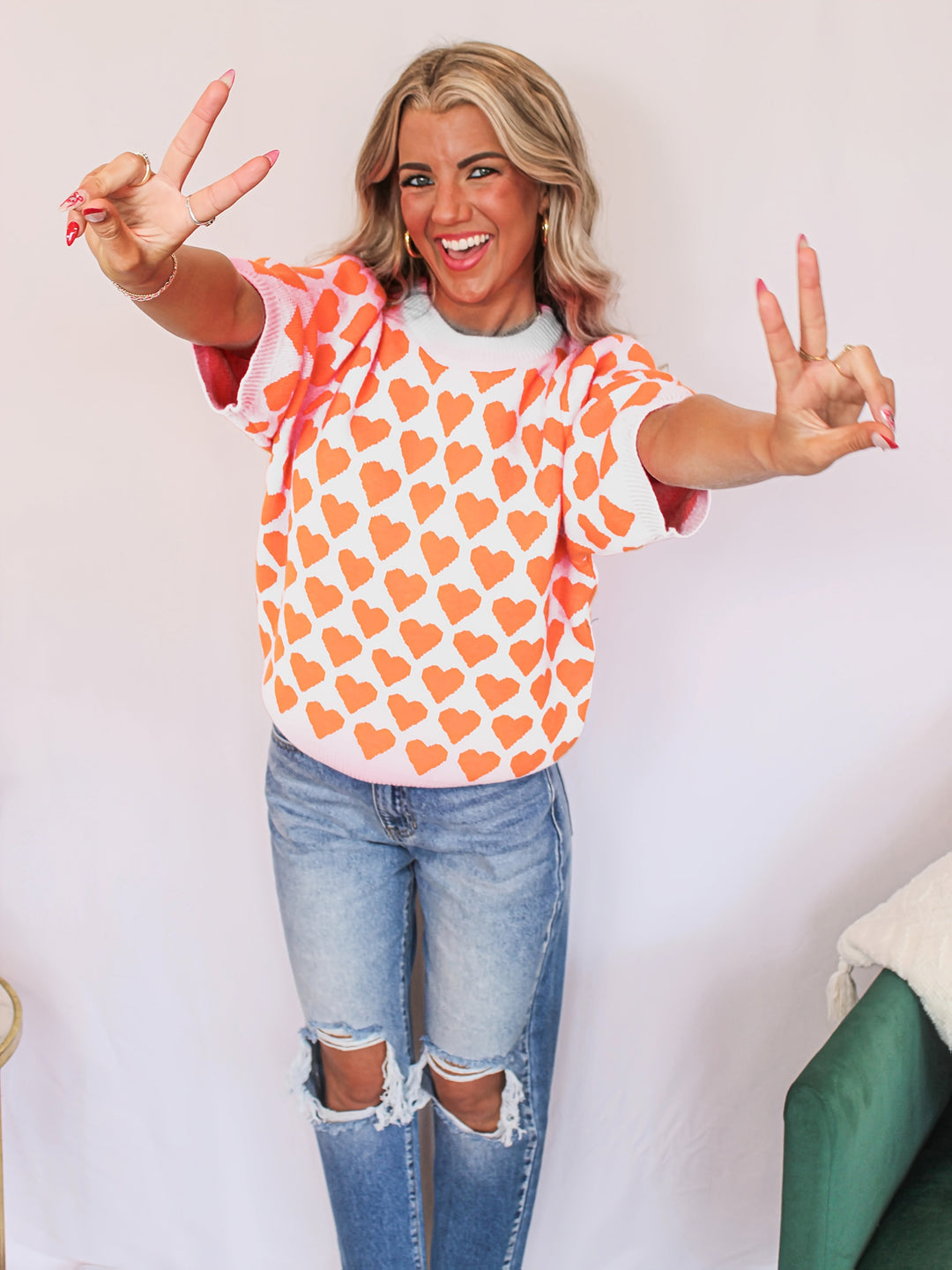 Trui – Hartprint Korte Mouwen En Comfortabele Pasvorm 8