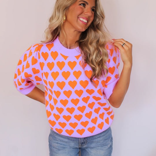 Trui – Hartprint Korte Mouwen En Comfortabele Pasvorm 9
