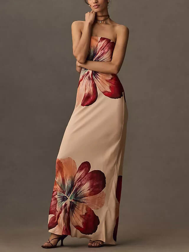 Tube-Kleid Damen mit Großem Blumenprint - Nelia 3
