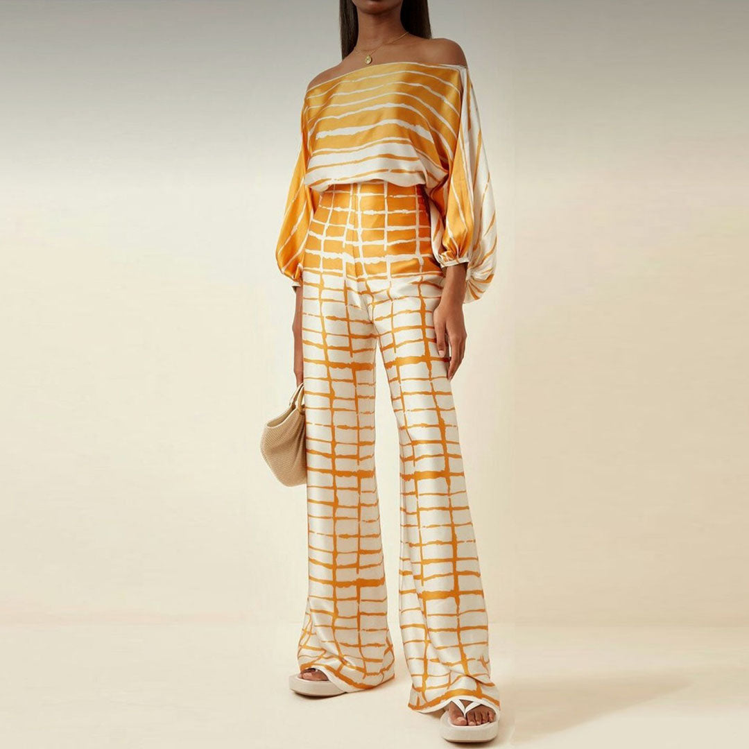 Tweedelige Set Dames | Luxe Off-Shoulder & Satijnglans
