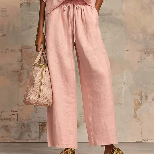 Calyndra - Dames tweedelig ensemble met rits-top en brede broek 1