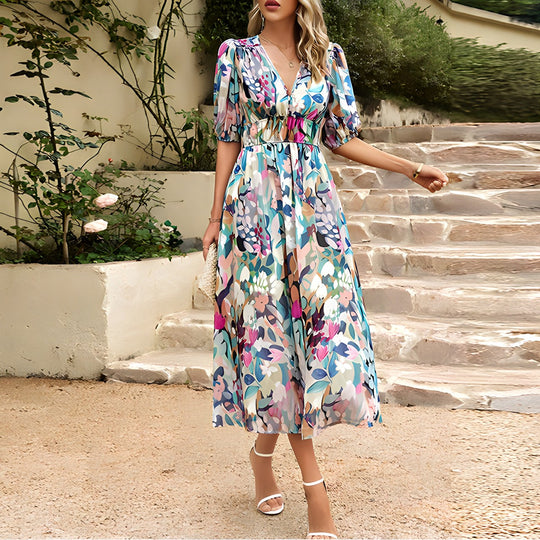 V-hals midi-jurk 8
