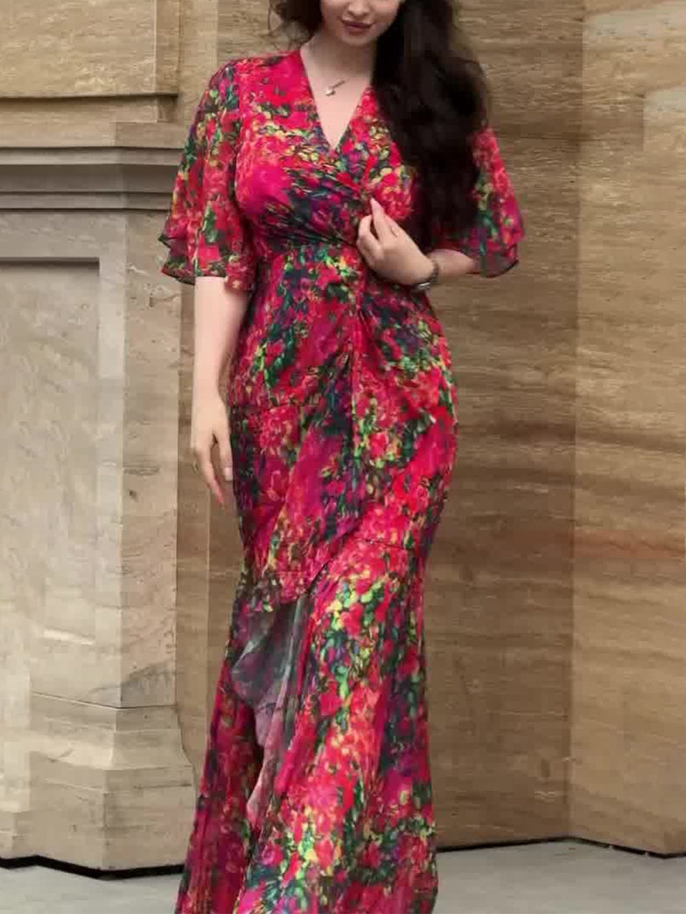 VIVIANA – BLOEIENDE ELEGANTIE WIKKEL MAXI JURK 6