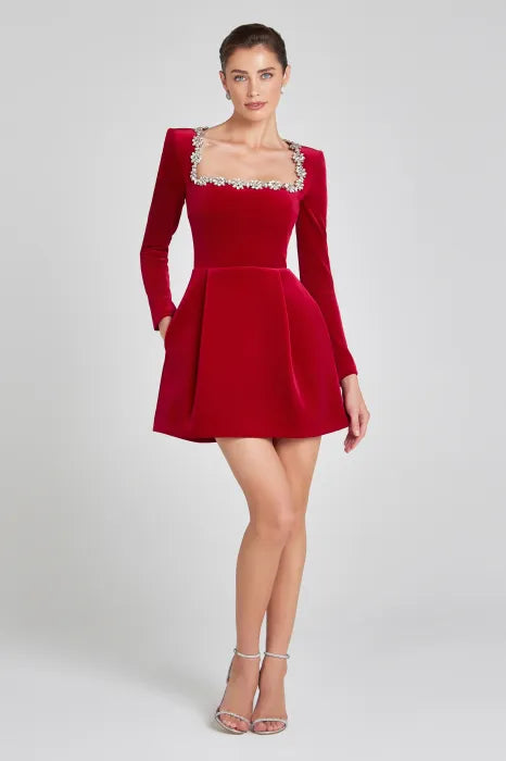 Van Laren | Valentina Fluwelen Mini-Jurk 4