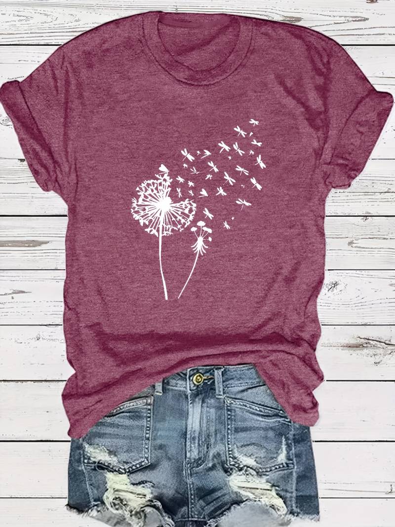 Vanessa | Casual T-shirt met grafische paardenbloemprint 10