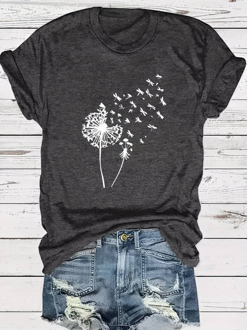 Vanessa | Casual T-shirt met grafische paardenbloemprint 11