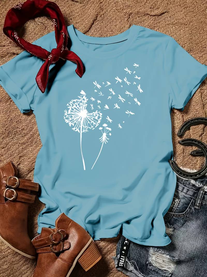 Vanessa | Casual T-shirt met grafische paardenbloemprint 6