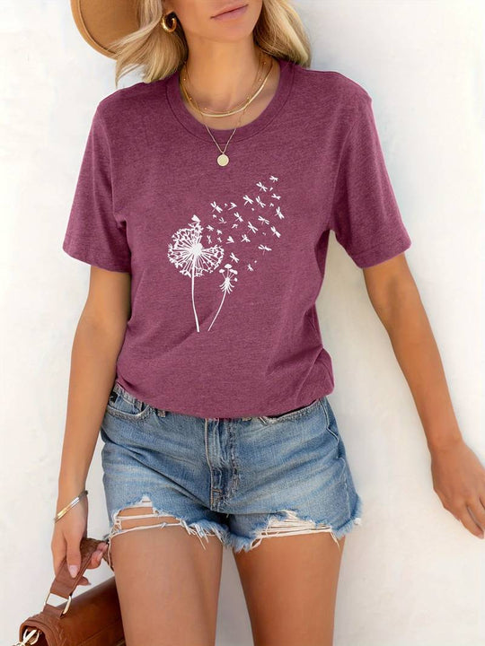 Vanessa | Casual T-shirt met grafische paardenbloemprint 8