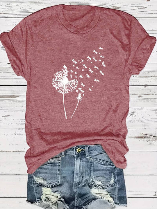 Vanessa | Casual T-shirt met grafische paardenbloemprint 9