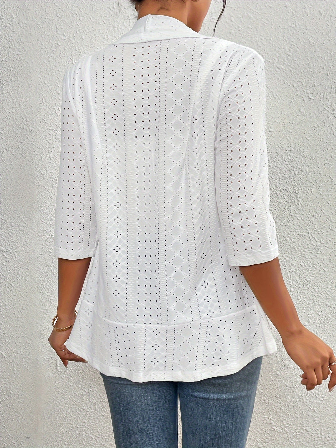 Open vest - geborduurd Eyelet en lichtgewicht breisel 5