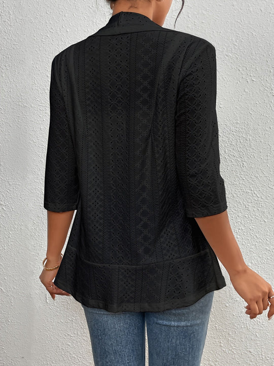 Open vest - geborduurd Eyelet en lichtgewicht breisel 6