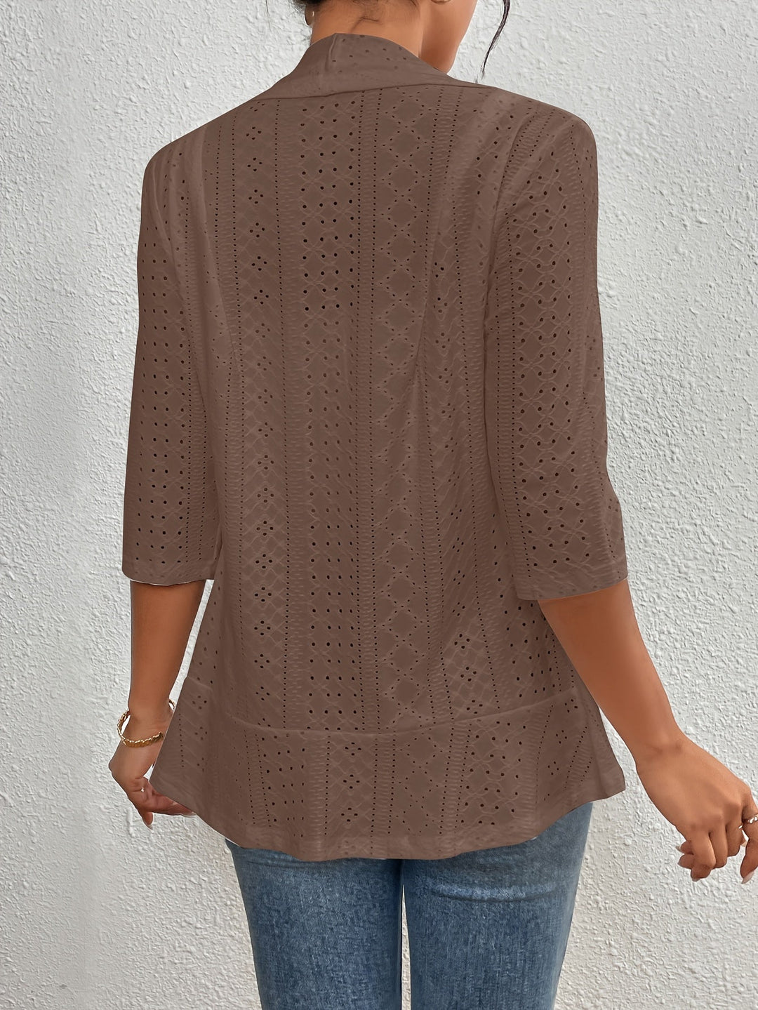Open vest - geborduurd Eyelet en lichtgewicht breisel 7