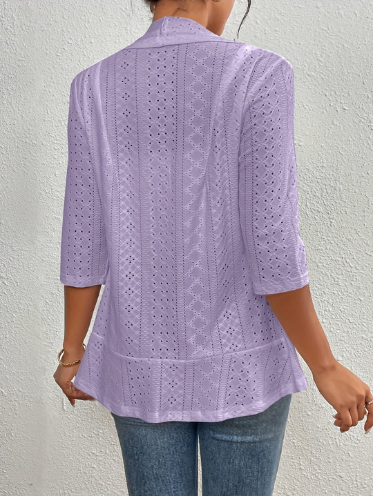 Open vest - geborduurd Eyelet en lichtgewicht breisel 8