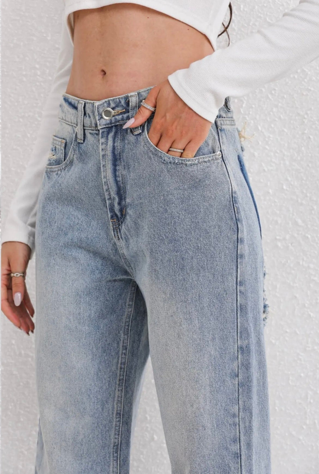 Vintage-Jeans Damen | Ripped-Details & Lockerer Straight Fit