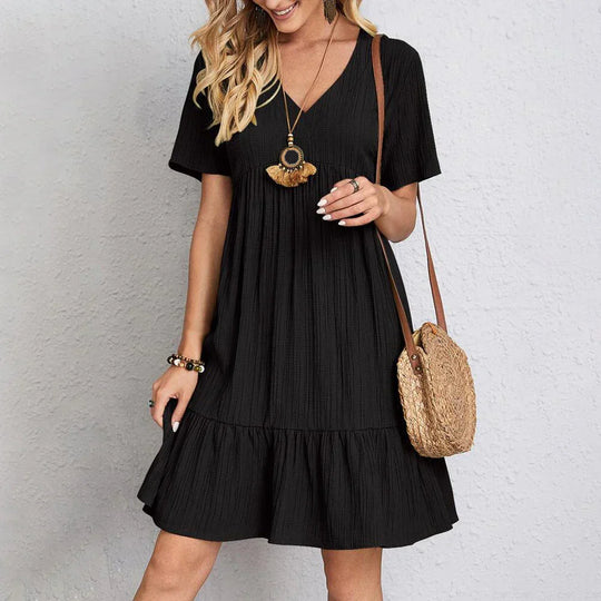 Vintage-Kleid Damen mit V-Ausschnitt und Rüschen - Aneska 13