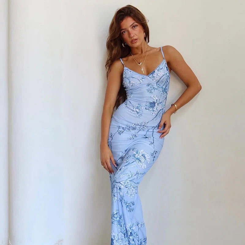 Vrouwen Comfortabele Bloemrijke Mouwloze Maxi Zomerjurk - Julia
