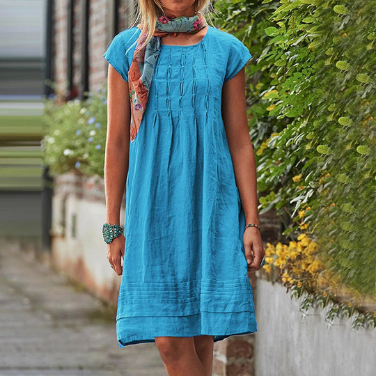 Vrouwen Comfortabele Mini Zomerjurk met Korte Mouwen - Anna