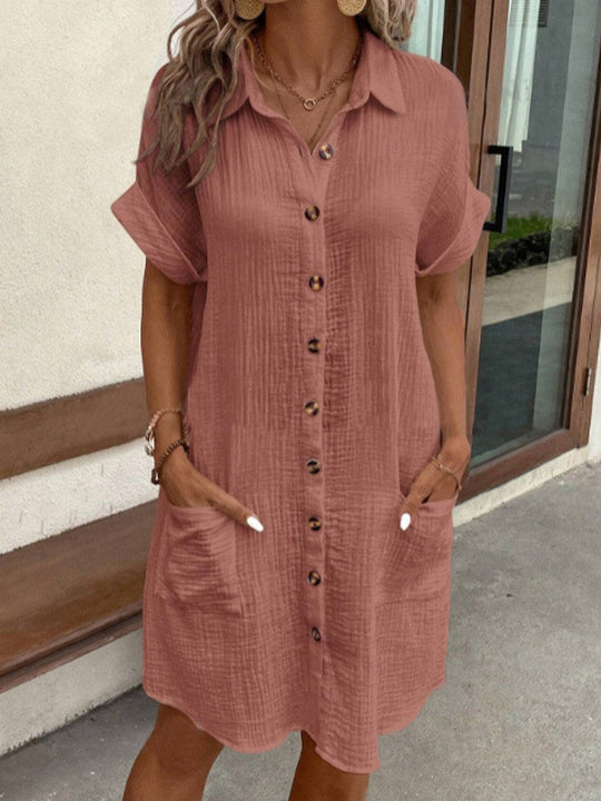 Vrouwen Elegante Casual met kraag en zakken Mini Zomerjurk - Carlijn
