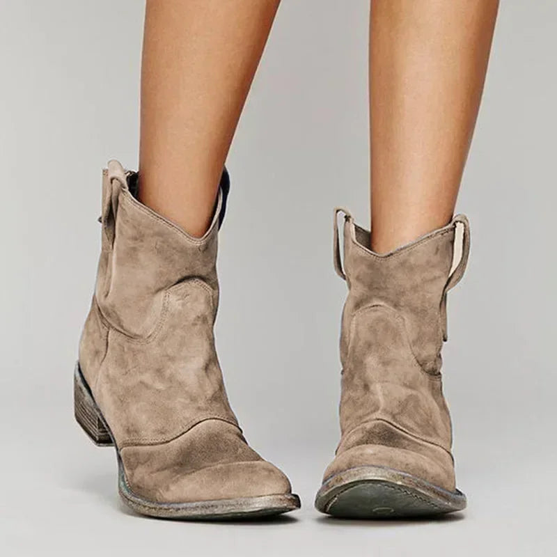 Damen Western Stiefeletten Vintage Look Gepolstert 1