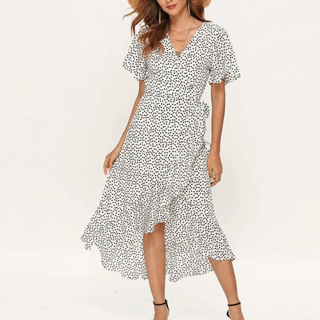 Wikkeljurk Dames | Bloemenprint met Ruches & Strikceintuur