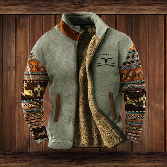 Winterjacke Herren | Western-Design | Charaktervolle Muster-Ärmel 2