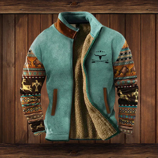 Winterjacke Herren | Western-Design | Charaktervolle Muster-Ärmel 3
