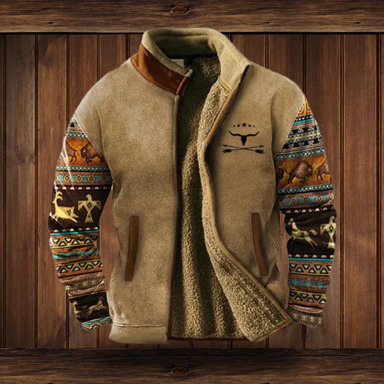Winterjacke Herren | Western-Design | Charaktervolle Muster-Ärmel 1