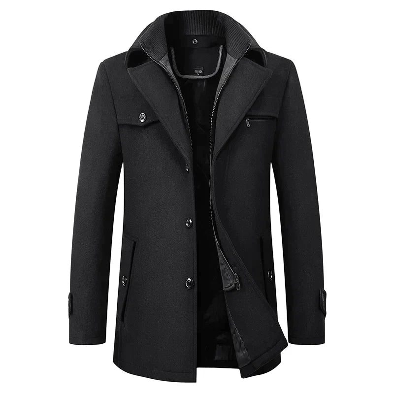 Winterjas Heren | Lange Winterjassen Heren | Gelaagde sluiting & hoge kraag voor extra comfort