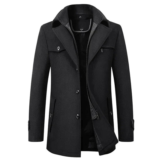 Winterjas Heren | Lange Winterjassen Heren | Gelaagde sluiting & hoge kraag voor extra comfort