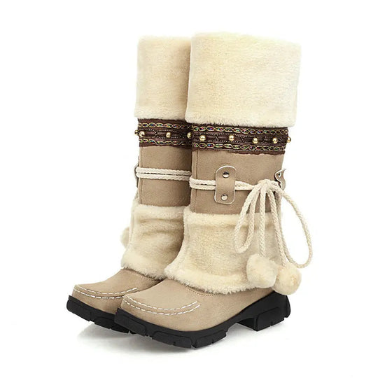 Winterstiefel Damen Kniehoch | Warm Gefüttert & Boho Chic 10