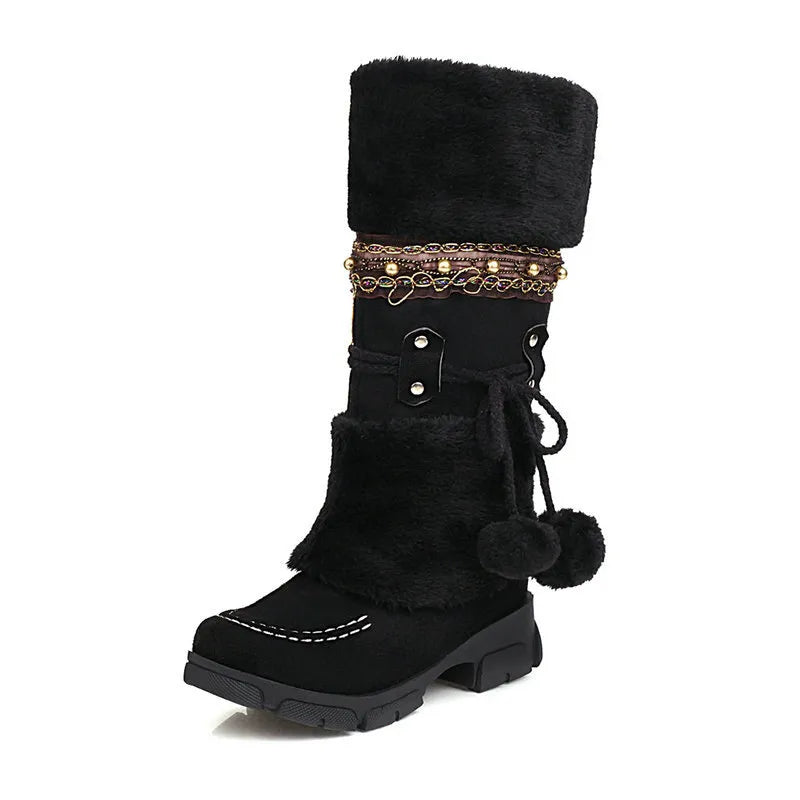 Winterstiefel Damen Kniehoch | Warm Gefüttert & Boho Chic 2
