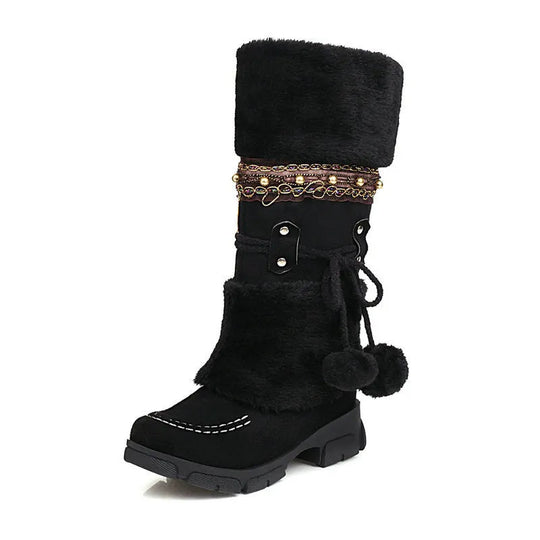 Winterstiefel Damen Kniehoch | Warm Gefüttert & Boho Chic 2