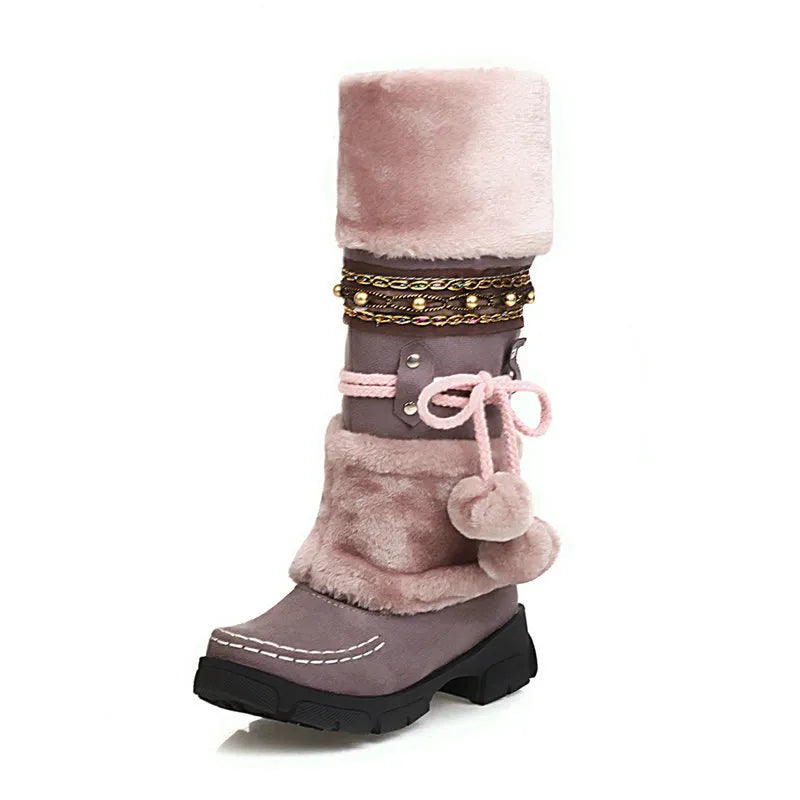Winterstiefel Damen Kniehoch | Warm Gefüttert & Boho Chic 3