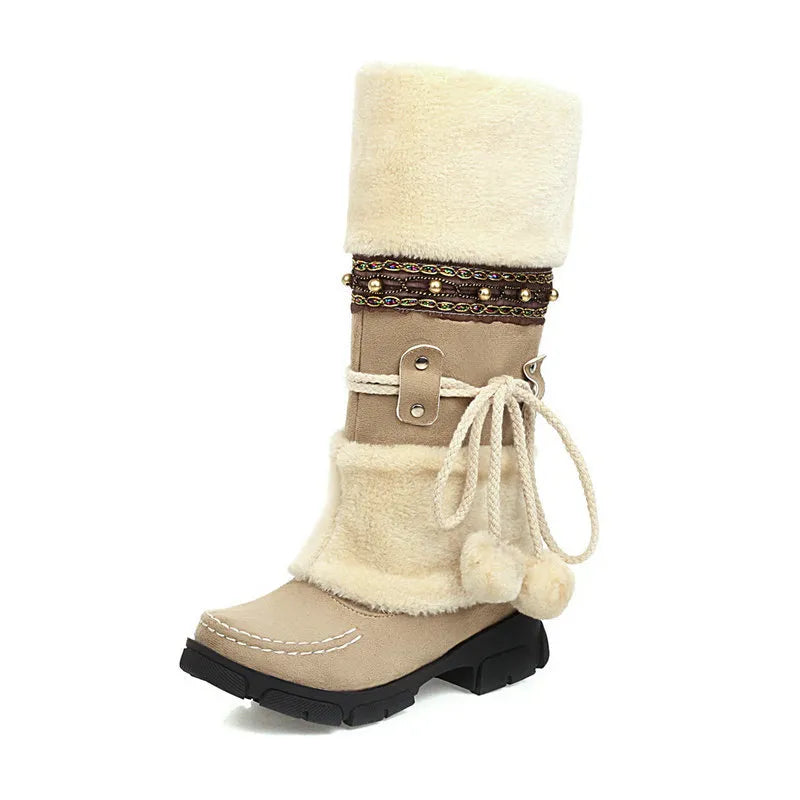 Winterstiefel Damen Kniehoch | Warm Gefüttert & Boho Chic 4