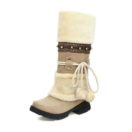 Winterstiefel Damen Kniehoch | Warm Gefüttert & Boho Chic 4