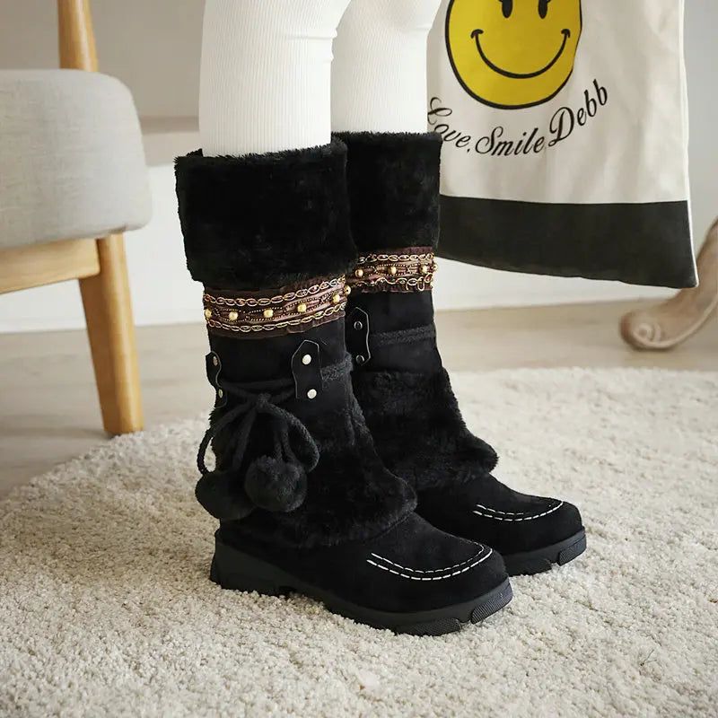 Winterstiefel Damen Kniehoch | Warm Gefüttert & Boho Chic 6