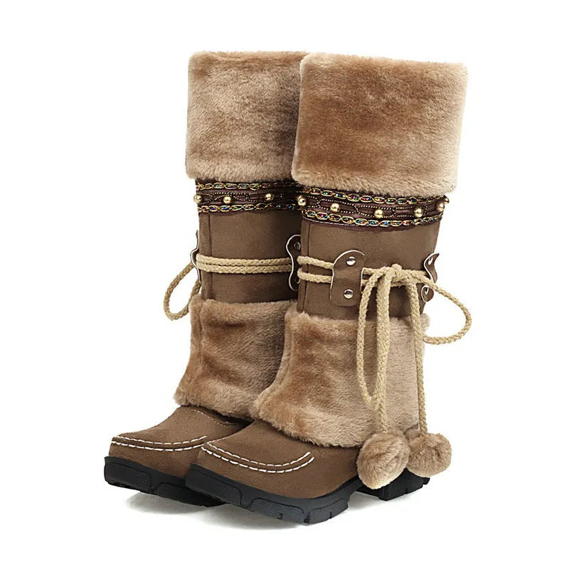 Winterstiefel Damen Kniehoch | Warm Gefüttert & Boho Chic 1