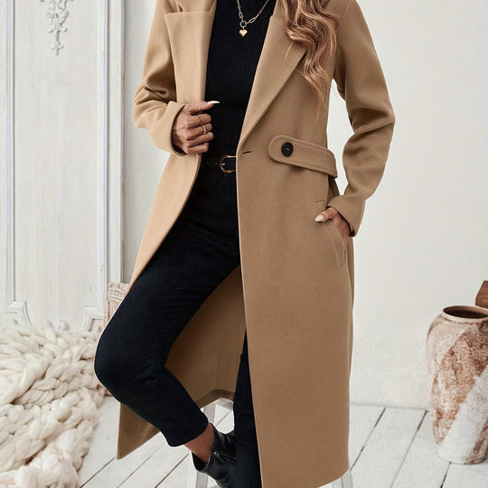 Wolmix Jas - Lang H Silhouet & Verstelbare Riem Notch Revers 0