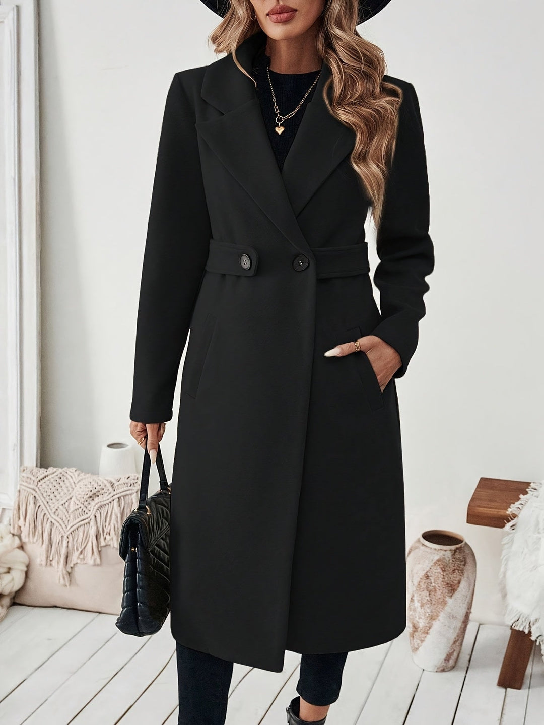 Wolmix Jas - Lang H Silhouet & Verstelbare Riem Notch Revers 7
