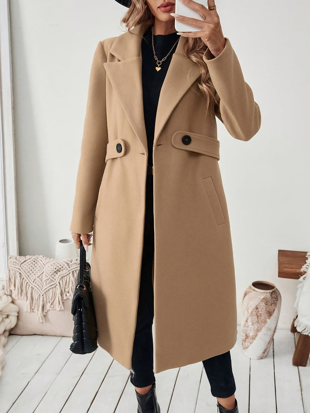 Wolmix Jas - Lang H Silhouet & Verstelbare Riem Notch Revers 8