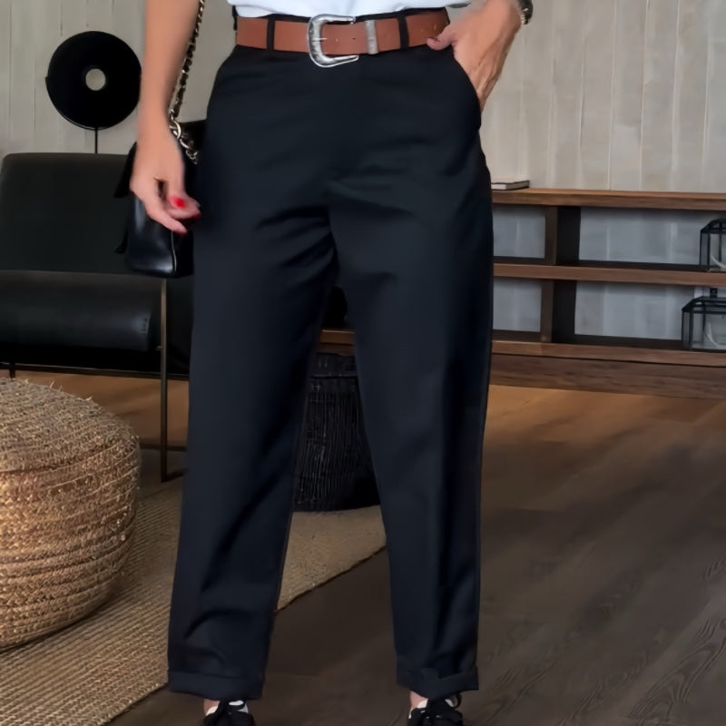 Damen Anzughose Hohe Taille Figurbetont Business Hose 10
