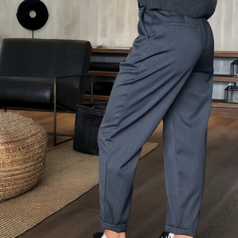 Damen Anzughose Hohe Taille Figurbetont Business Hose 7