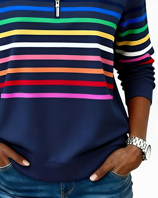 Zip Trui Dames | Gestreept Casual Design
