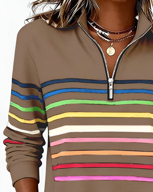 Zip Trui Dames | Gestreept Casual Design