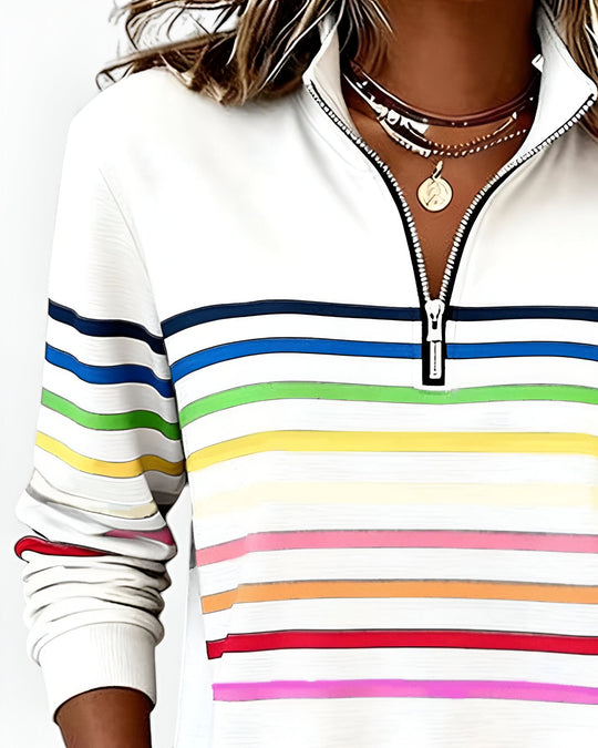 Zip Trui Dames | Gestreept Casual Design