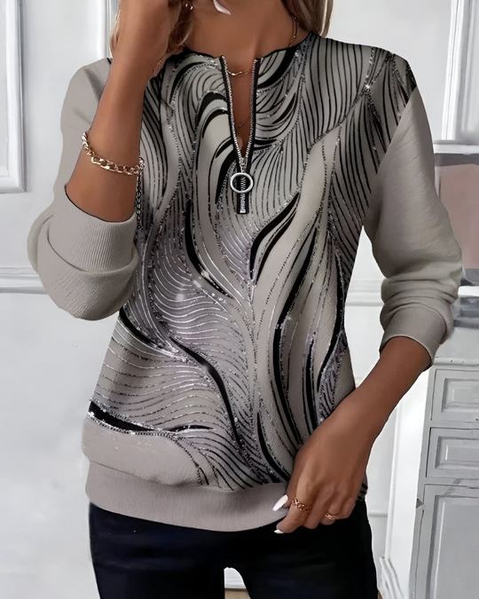 Zip Trui Dames | Modern Patroon Design