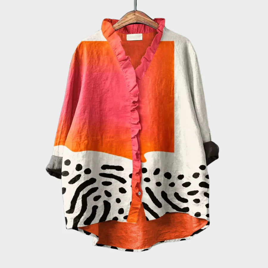 Zomer Blouse Dames | Artistieke Print & Losvallende Pasvorm